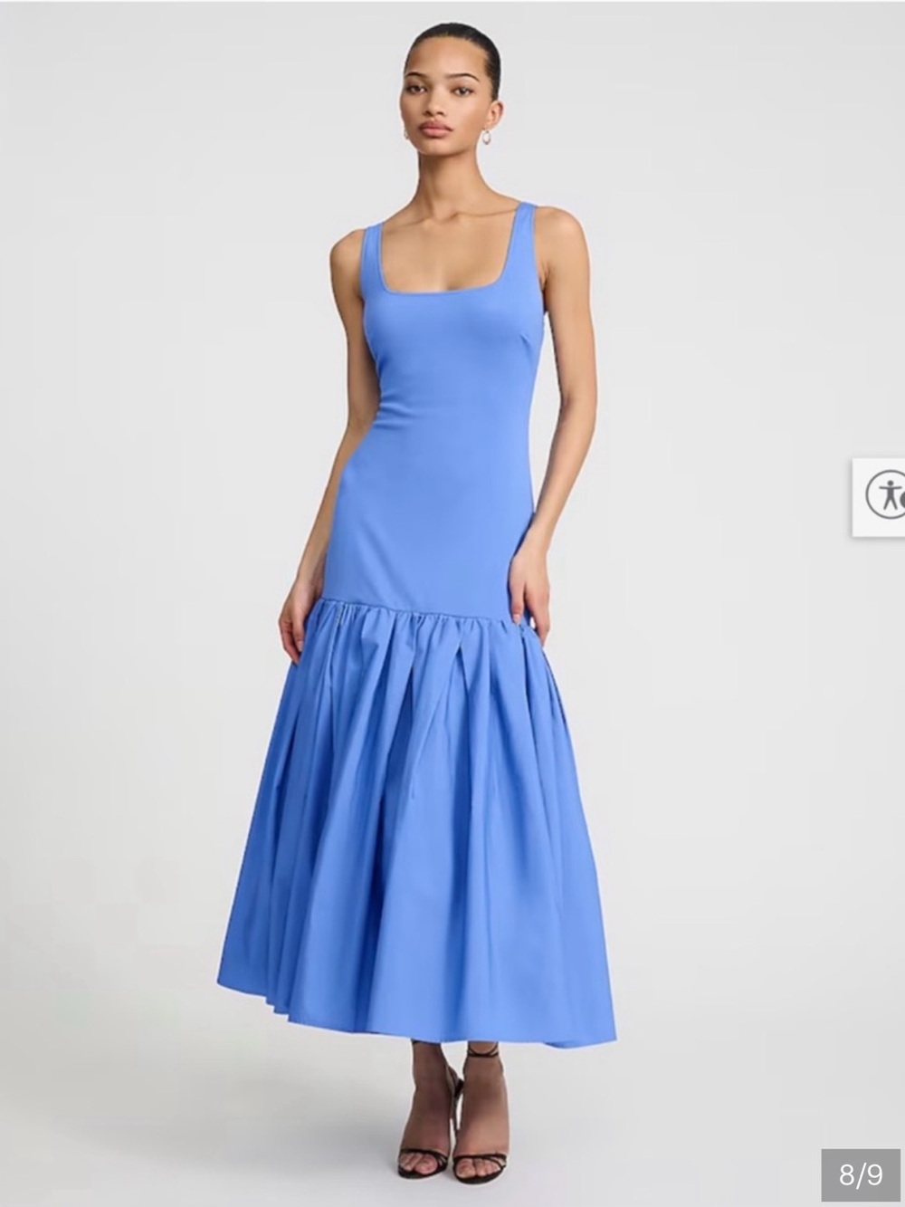 Express Light Blue Sleeveless Square-Neck Midi Dress